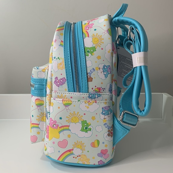 LOUNGEFLY EXCLUSIVE 40th CARE BEARS NWT RAINBOW MINI BACKPACK - Picture 6 of 11